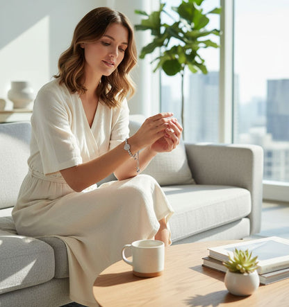Adjustable Diamond Heart Tennis Bracelet | Sterling Silver Bolo Clasp